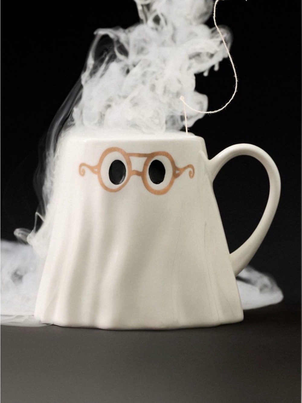 NIB Anthropologie The Mud Fairy Stoneware 24k Gold Accent Ghost Mug